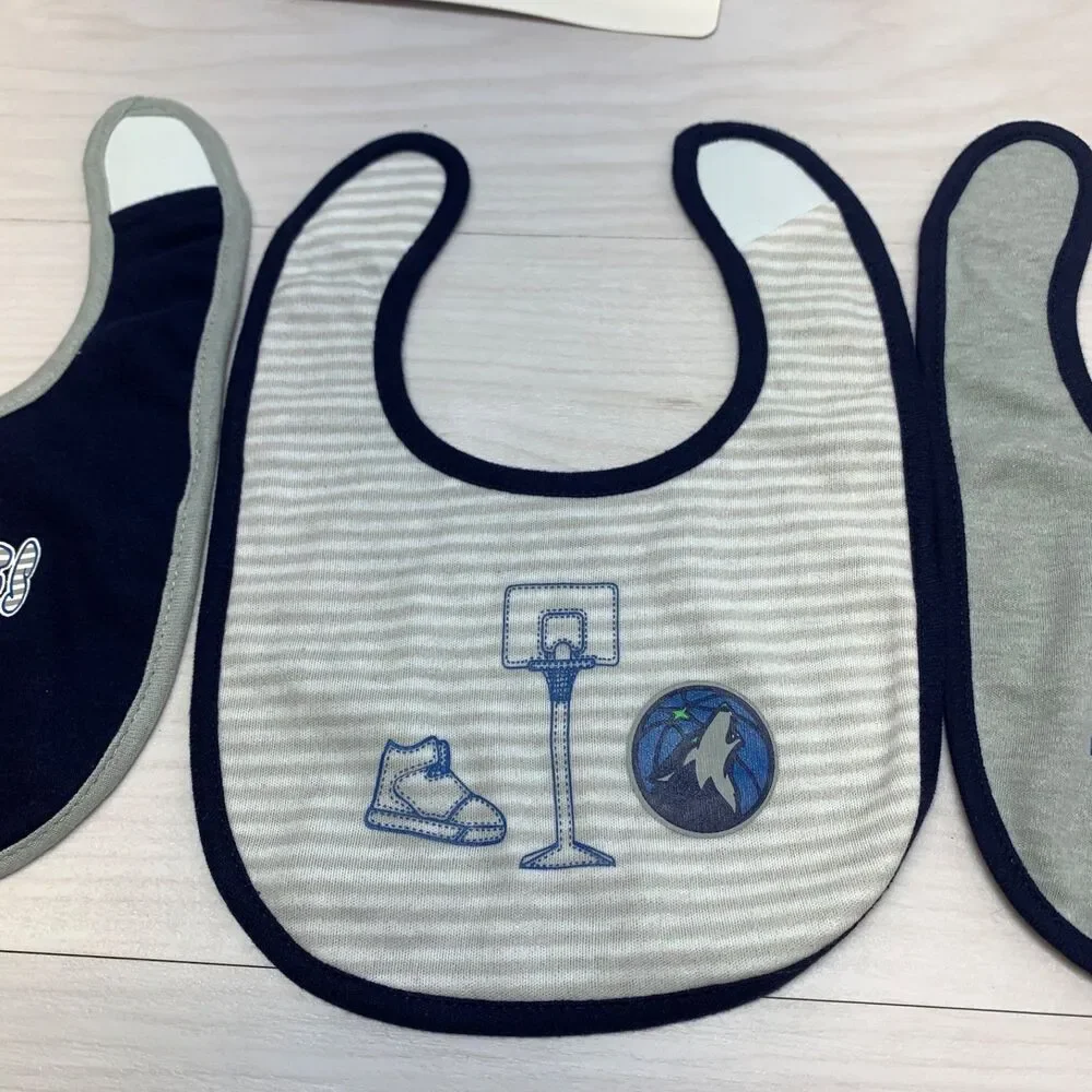 NBA Timberwolves Basketball Unisex Baby Bib Infant Newborn 3 Piece Set One Size
